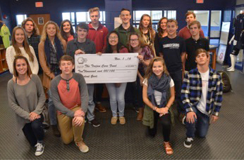 Students with big check