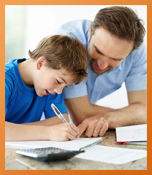 Father helping son with homework