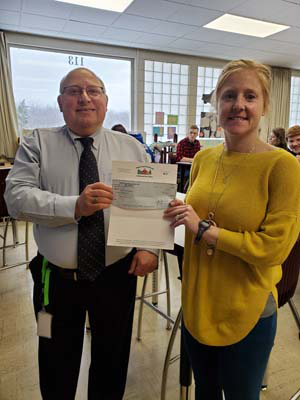 From left to right, St. Mary's Area Superintendent, Dr. Toth and Mrs. Jamie Caskey, high school math teacher